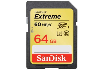 SanDisk 64GB Extreme SDXC UHS-1 Card -60mbs